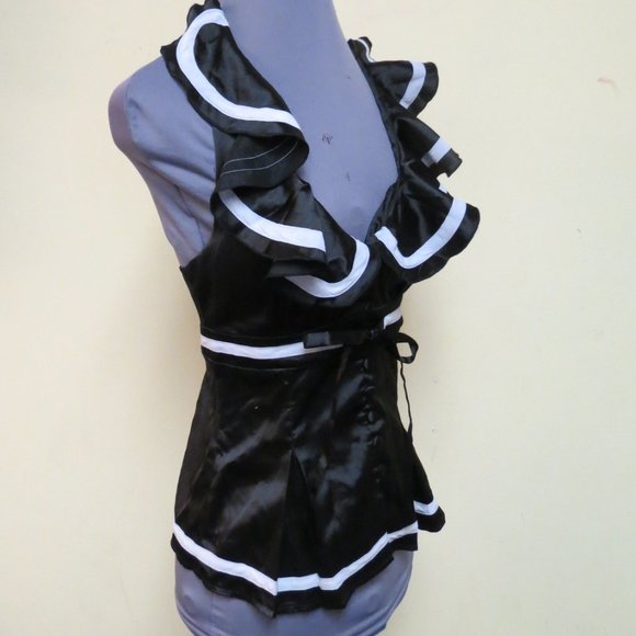 Black sexy Halter Top with Ruffle, Oh YES, Nwt S - Picture 6 of 7